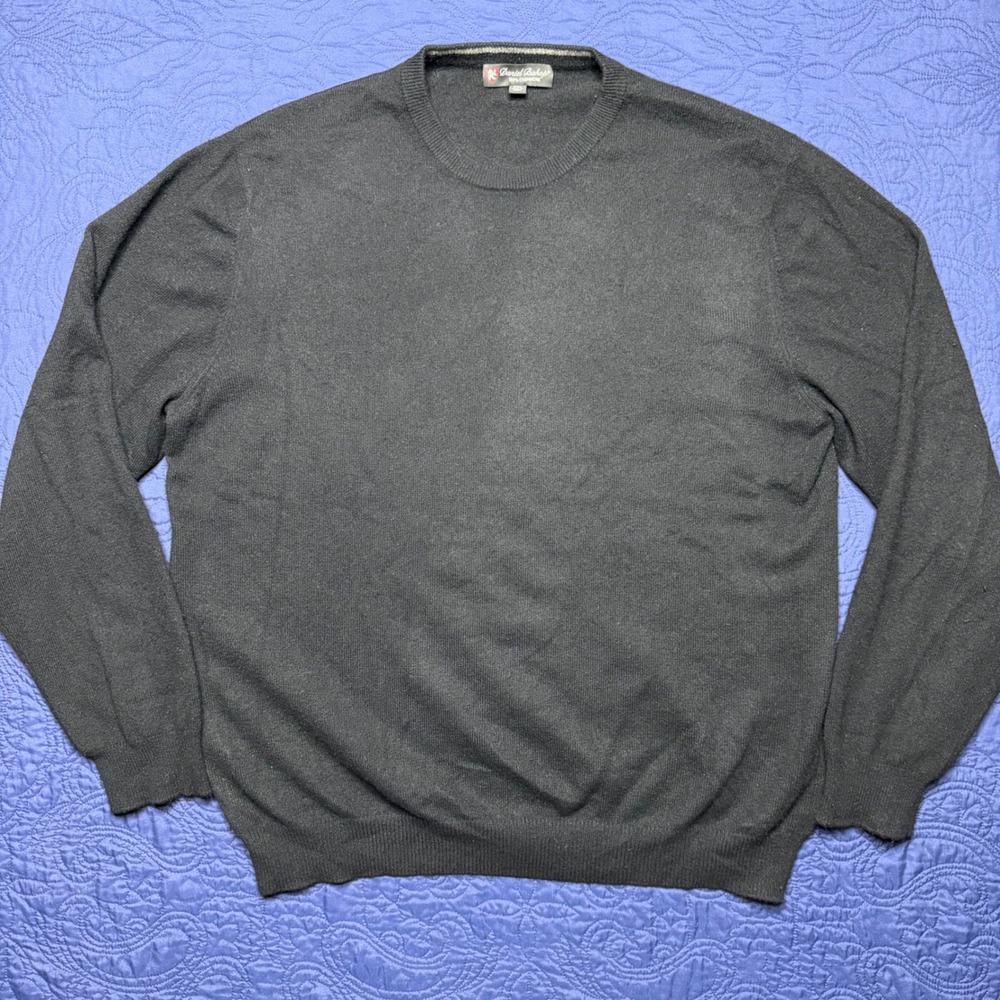 Daniel Bishop Mens XXL Black 100% Cashmere Crewneck Long Sleeve Sweater Luxury